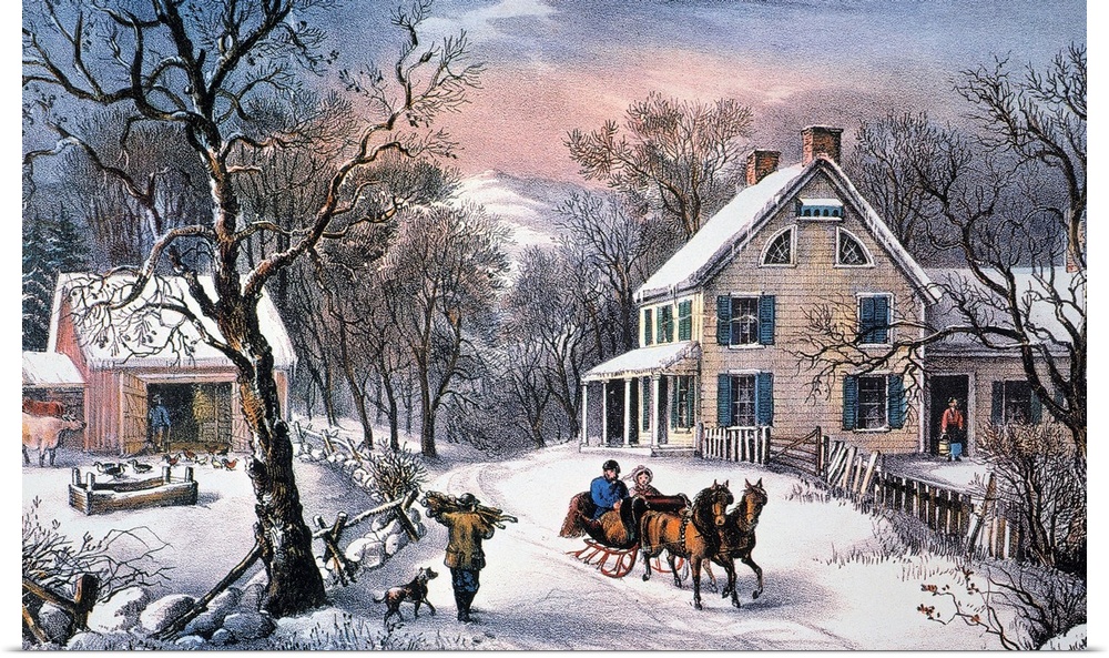 Homestead Winter, 1868. Lithograph, 1868, By Currier and Ives.