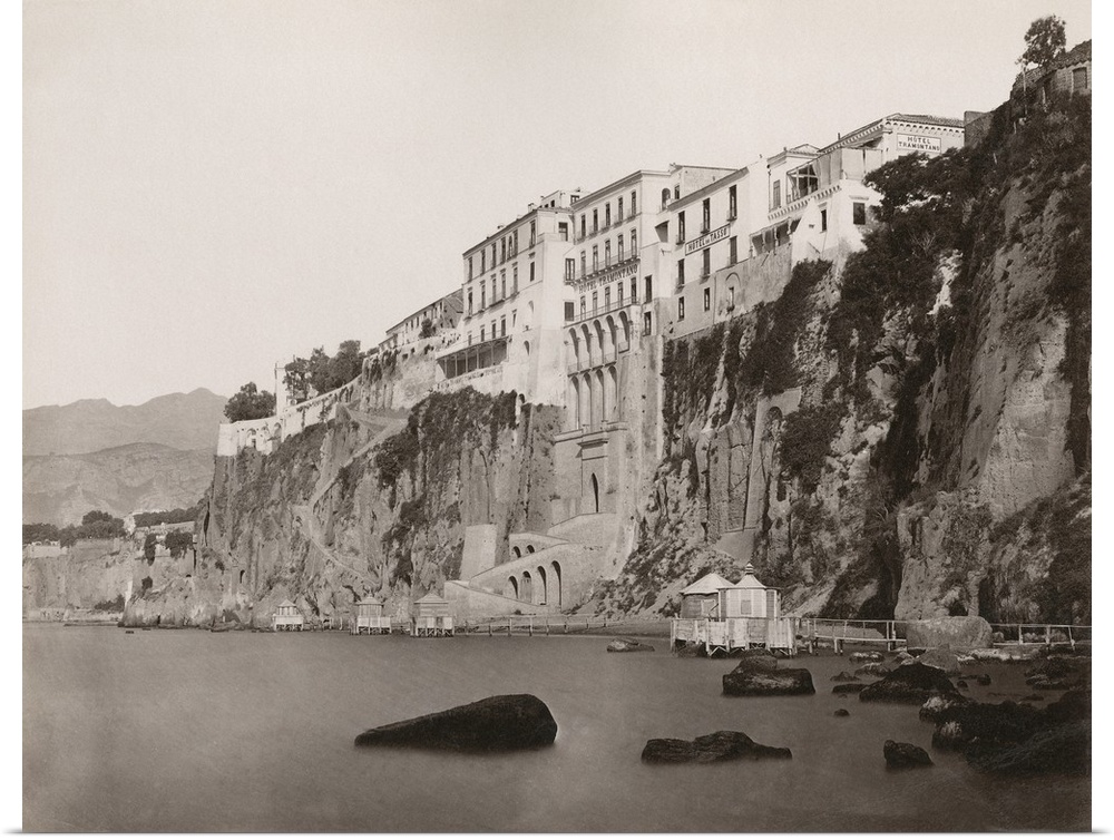 Italy, Sorrento. Hotel Tramontano On the Cliff In Sorrento, Italy. Photograph By Giorgio Sommer, C1900.