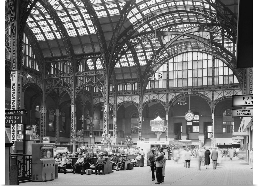 Interior view of Penn Station in New York City. Photograph, 1962.