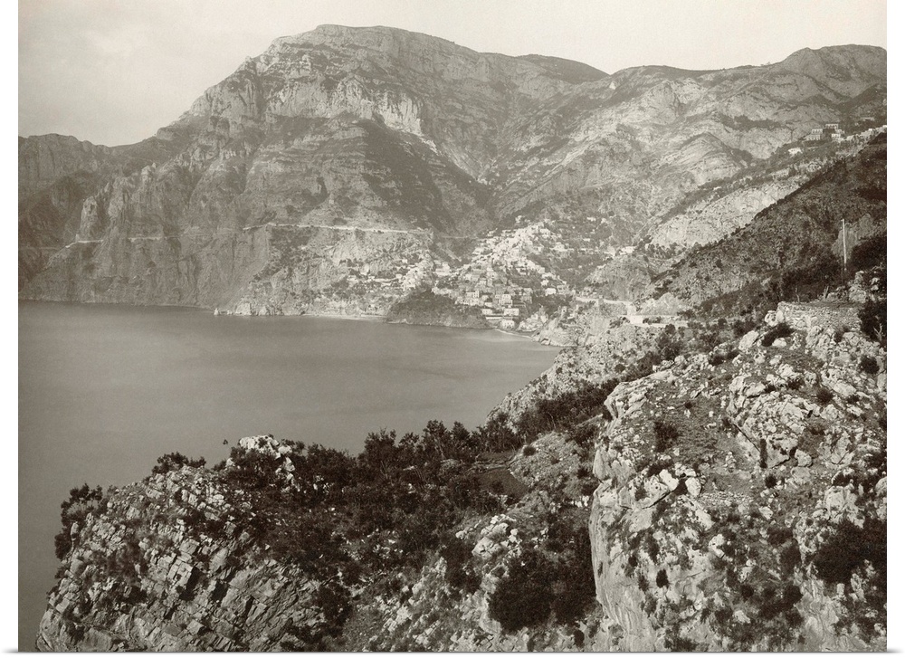 Italy, Positano. A View Of the Road From  Sorrento To Amalfi In Positano, Italy. Photograph By Giorgio Sommer, C1900.