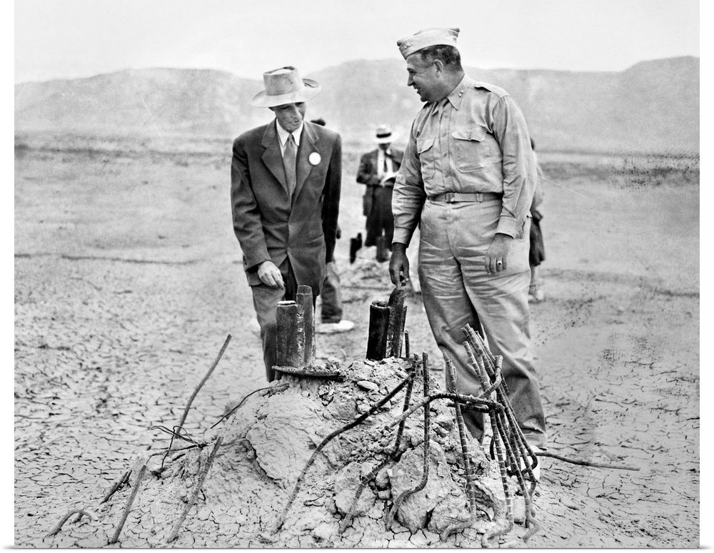 (1904-1967). American physicist. Oppenheimer (left) as scientific director of the Manhattan Project during World War II, i...