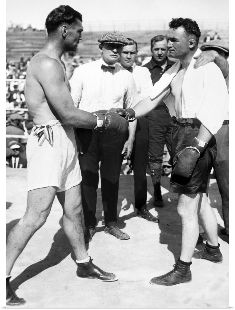 American boxer. With Tom Gibbons at their prizefight, 1923, at Shelby, Montana.