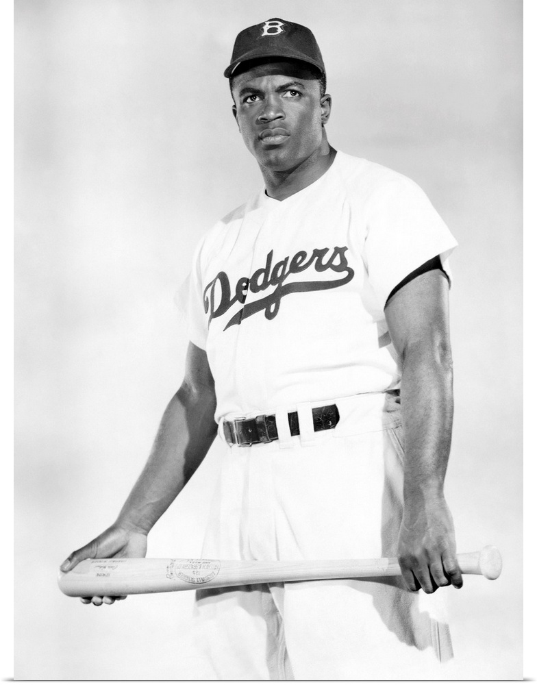 John Roosevelt Robinson, known as Jackie. American baseball player. Photographed while a member of the Brooklyn Dodgers in...