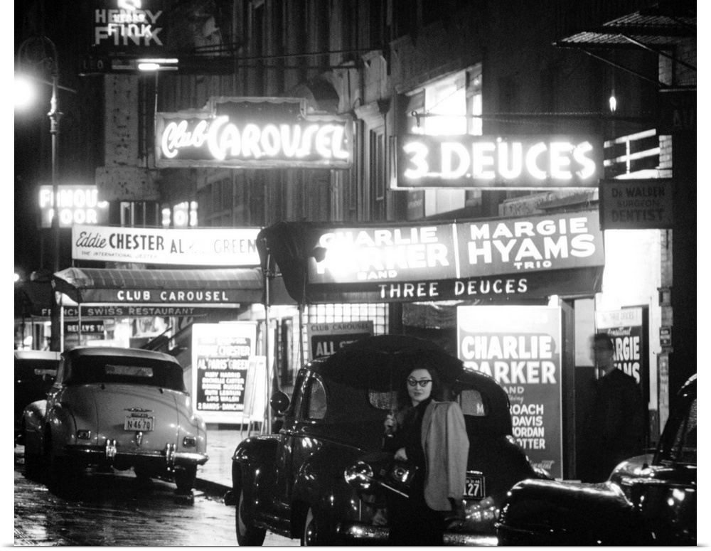 Jazz clubs and mightclubs on 52nd Street in New York City. Photograph by William P. Gottlieb, c1948.