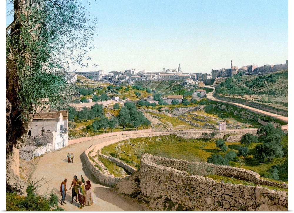 Jerusalem, C1900. Road Leading From the Railroad Station Into the Old City. Photochrome, C1900.