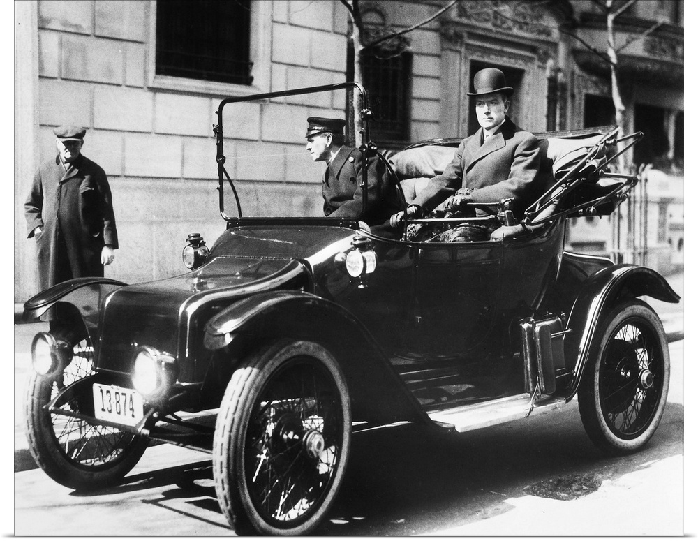(1839-1937). American oil magnate. Photographed in his electric car, 1920.