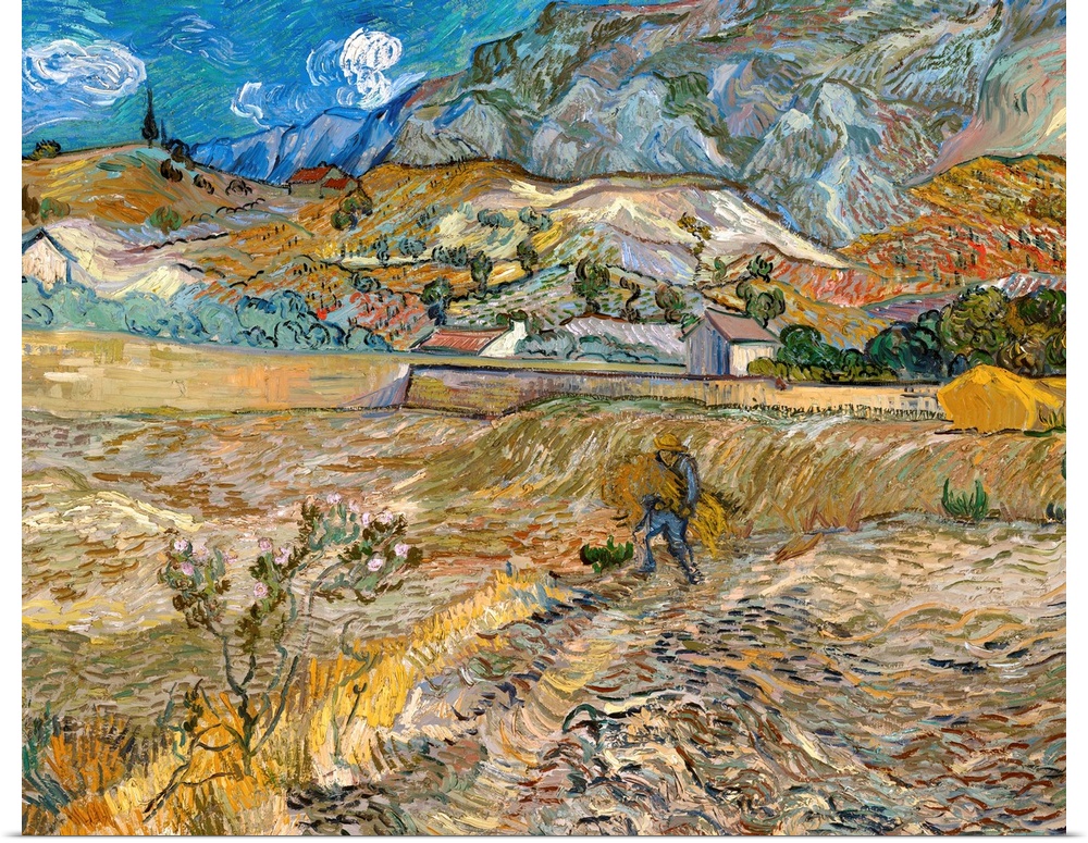 Van Gogh, Landscape, 1889. 'Landscape At Saint-Remy (Enclosed Field With Peasant).' Oil On Canvas, Vincent Van Gogh, 1889.