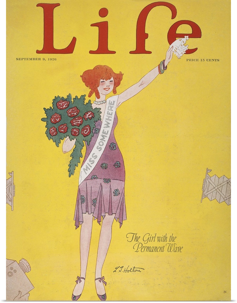 'The Girl with the Permanent Wave.' 'Life' magazine cover, 1926, by L.T. Holton.