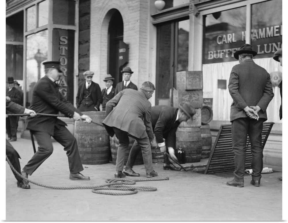 A bootleg liquor raid during Prohibition in America, 25 April 1923.