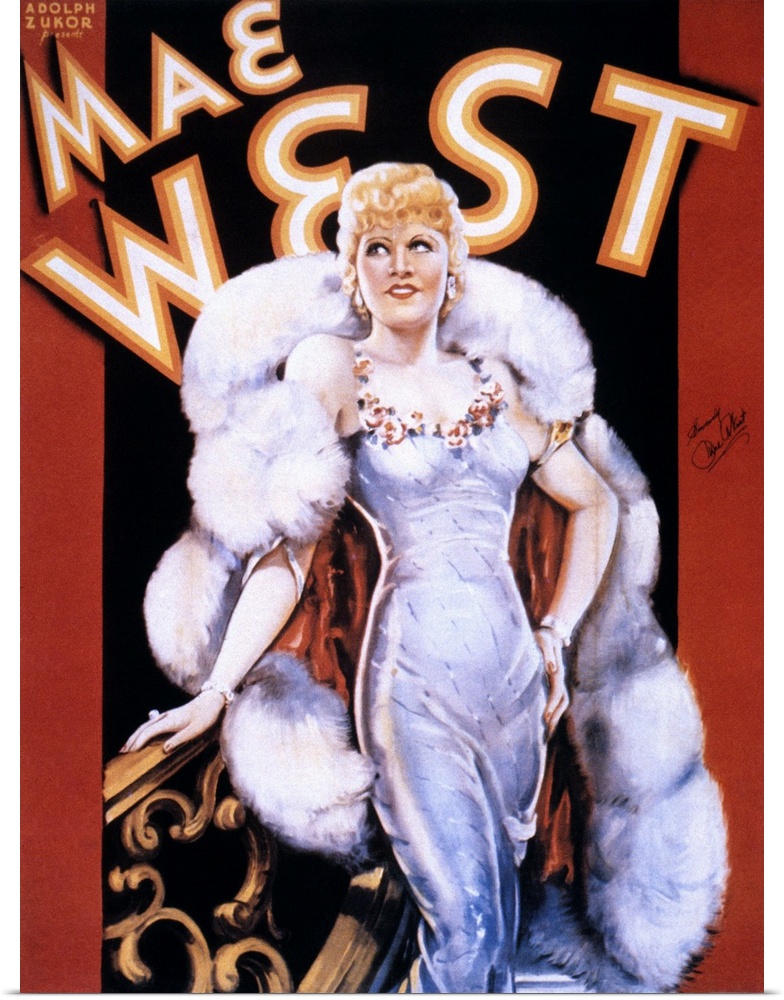 Mae West (1893?-1980). American entertainer on a motion picture poster, mid-1930s.
