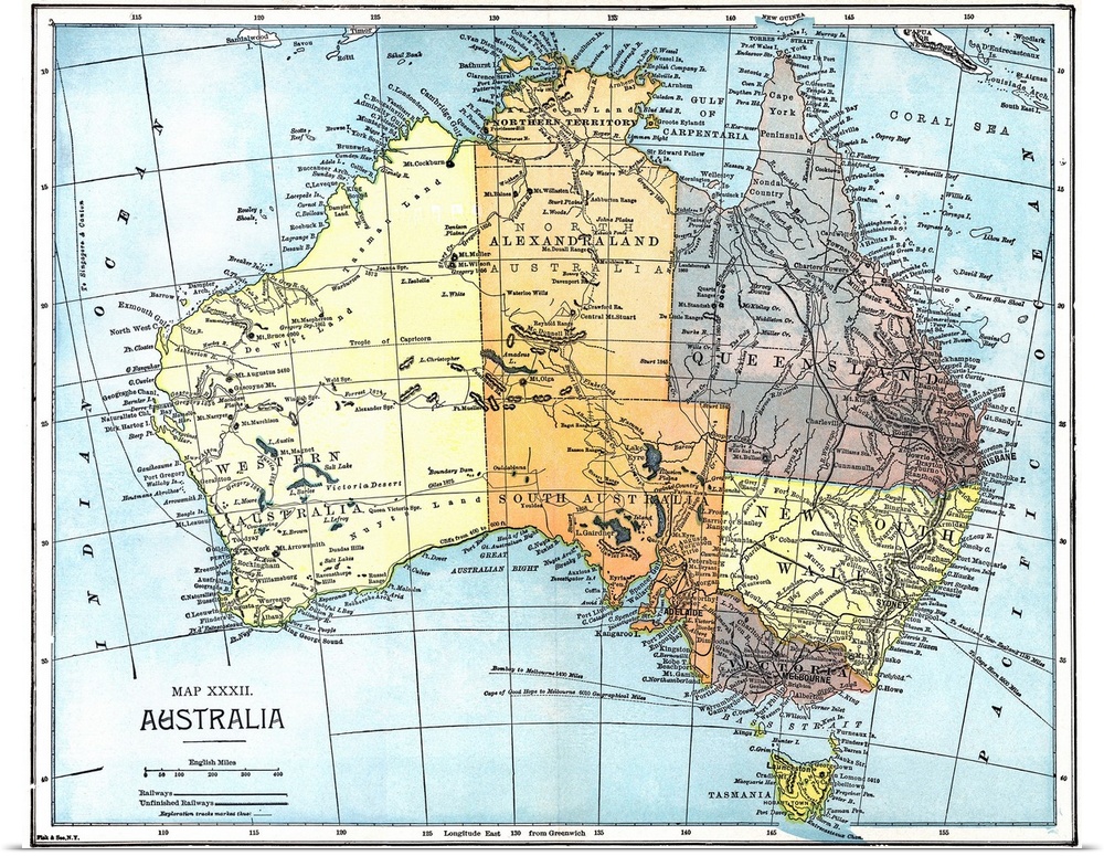Map, Australia, C1890. Map Of Australia, C1890, Published In the United States.