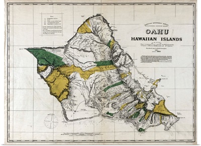 Map Of Oahu, Hawaiian Islands, 1881