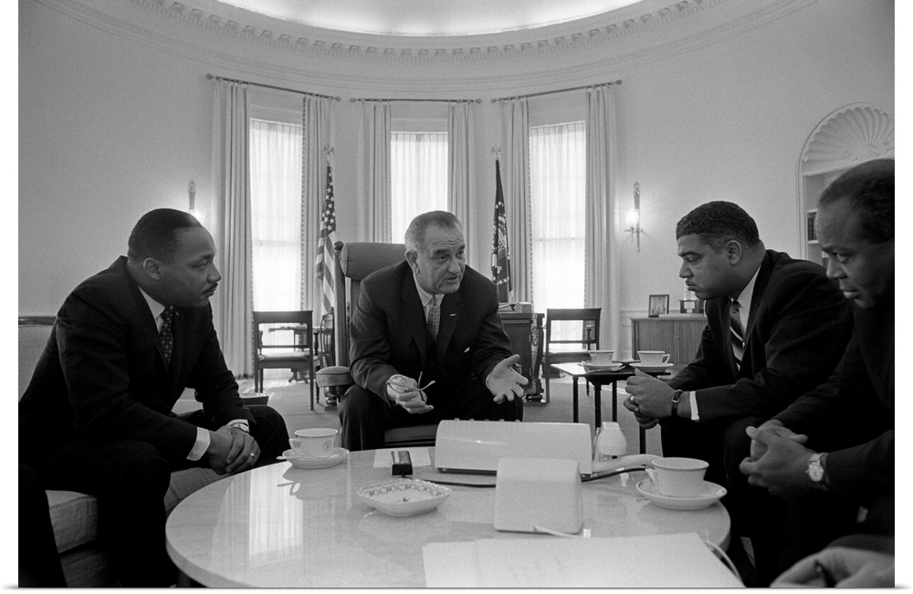 MARTIN LUTHER KING, JR. (1929-1968). American clergyman and civil rights leader. In a meeting with President Lyndon B. Joh...