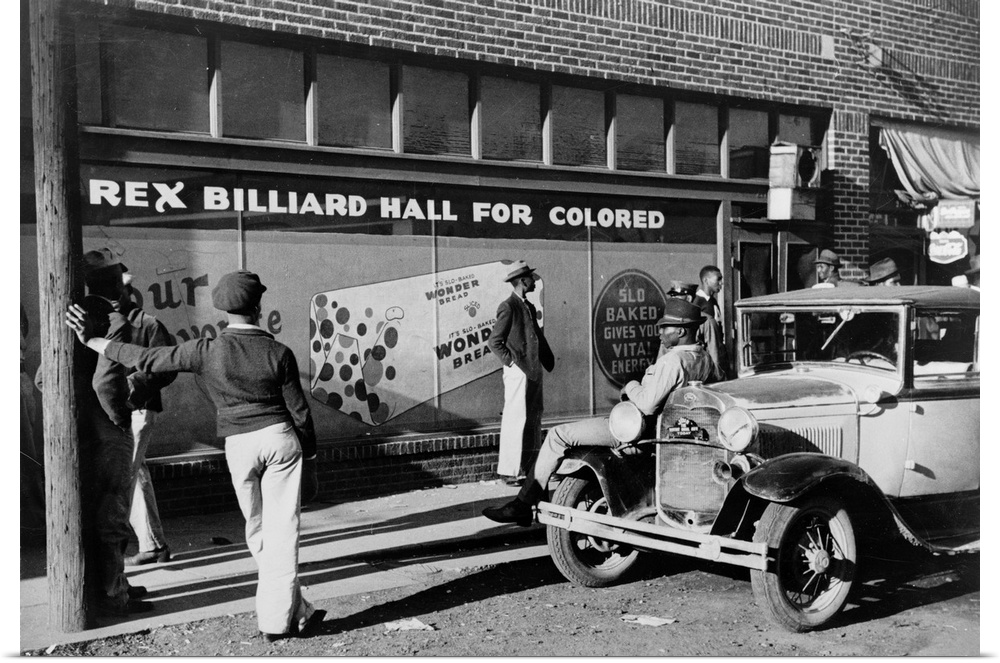 Men in front of a billiard hall on Beale Street in Memphis, Tennessee. Photograph by Marion Post Wolcott, c1939.
