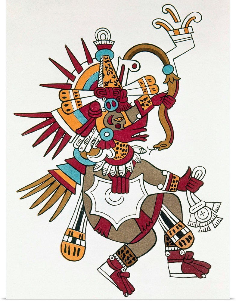 God and legendary ruler of the Toltecs in Mexico. From a copy of the Mixtec 'Codex Borbonicus,' c1500 A.D.