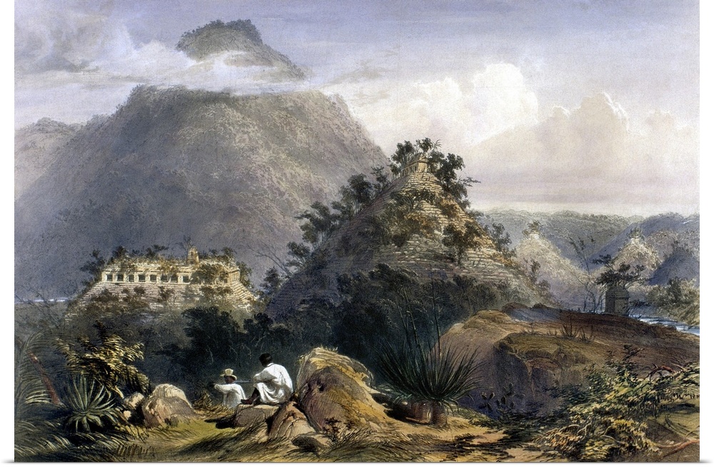 Mexico, Uxmal, 1844. Archway, Casa Del Gobernador At the Mayan Ruins Of Uxmal, Yucatan, Mexico. Lithograph By Frederick Ca...