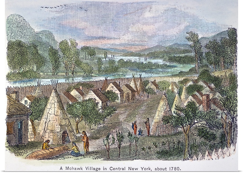 Mohawk Village, 1780. A Mohawk Native American Village In Central New York, C1780. Engraving, 19th Century.