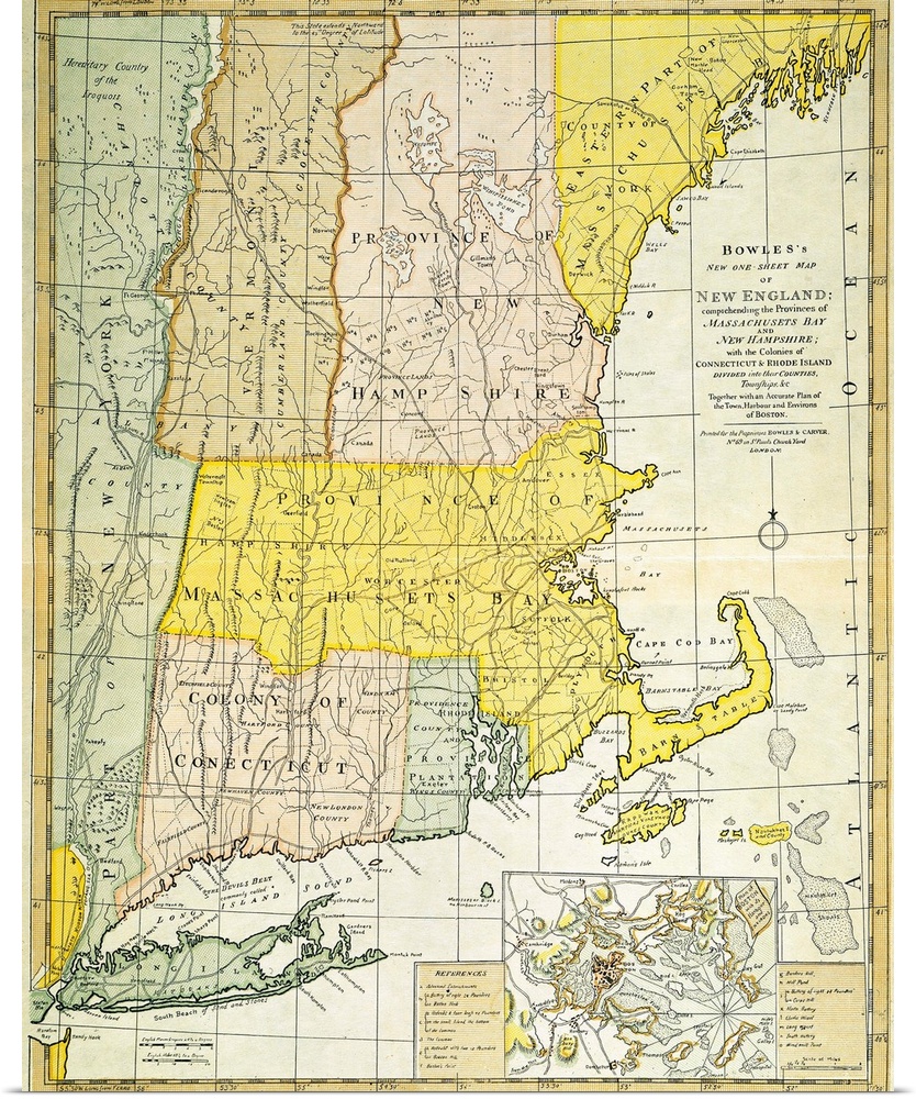 New England Map, C1775. Engraved Map, C1775, Of Colonial New England, thought To Be the Last Such Map Printed Before the A...