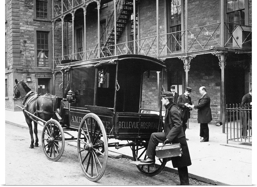 The Bellevue Hospital Ambulance in New York City. Photograph, 1895.