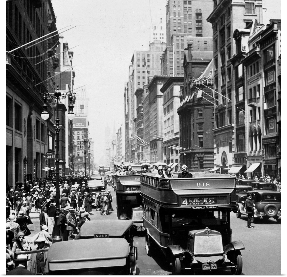 View of Fifth Avenue in New York City, looking north from 38th Street, c1925.