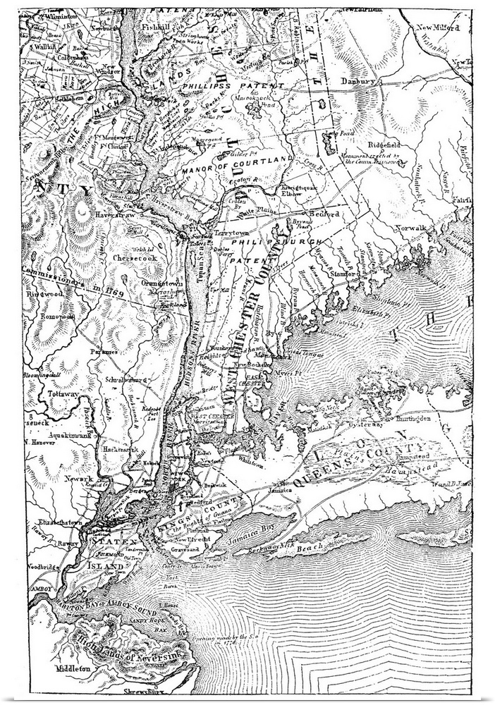 A map of Southern New York and the Hudson River Valley, c1776.
