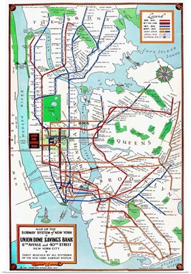 New York, Subway Map, 1940