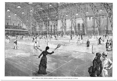 New Yorkers playing tennis at the Seventh Regiment Armory, 1881