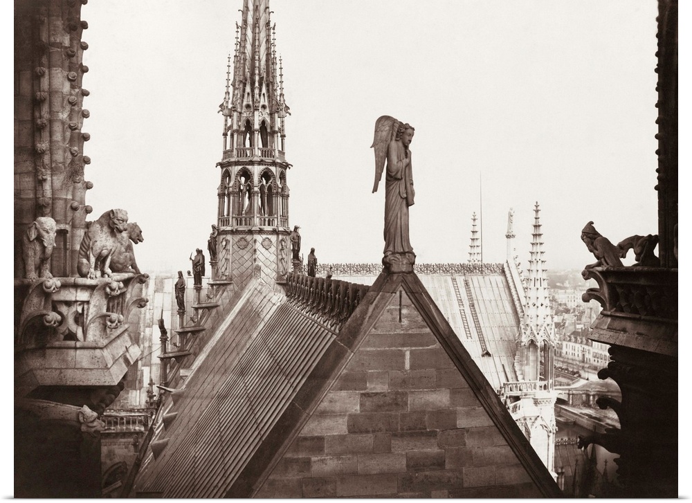 Notre Dame Cathedral in Paris, France. Photograph by Charles Marville, c1860.