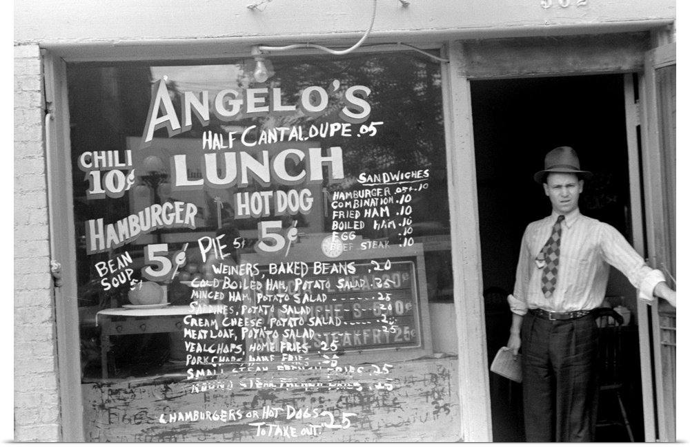 Ohio, Columbus, 1938. Man Stands In the Entrance To A Lunchroom In Columbus, Ohio. Photograph By Ben Shahn, August 1938.
