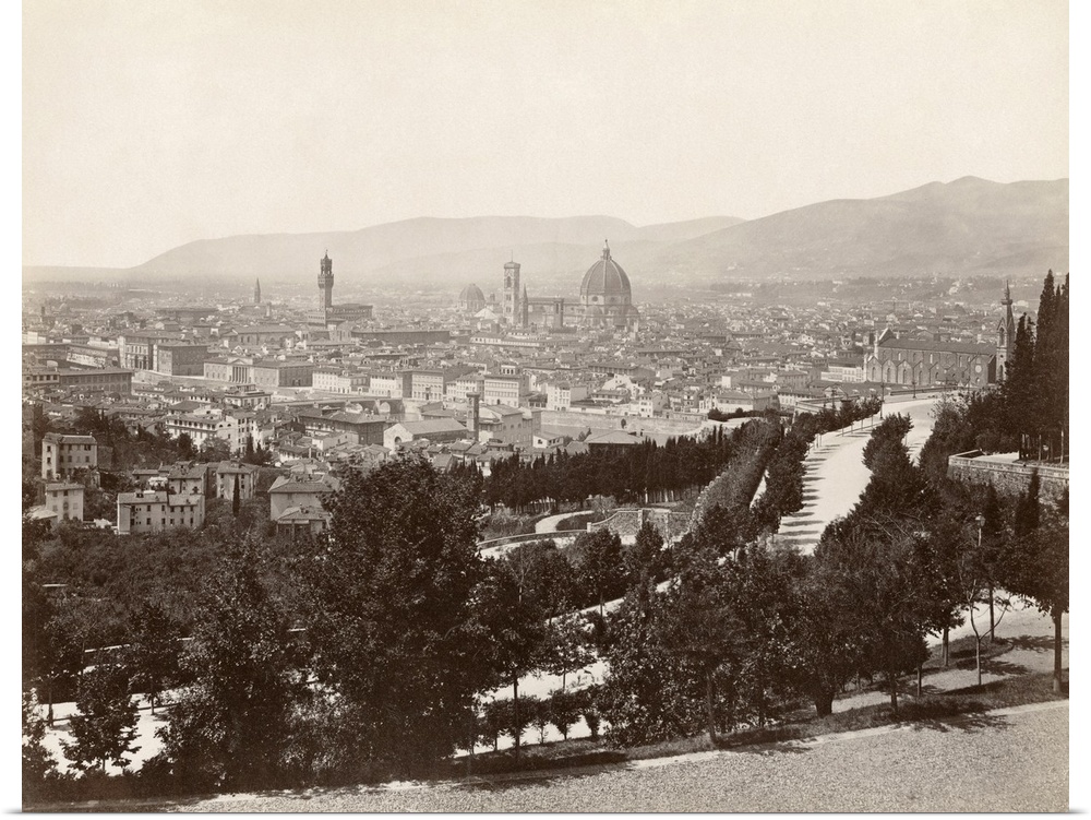 Italy, Florence. Panorama Of the Viale Dei Colli In Florence, Italy. Photograph By Giacomo Brogi, C1870.