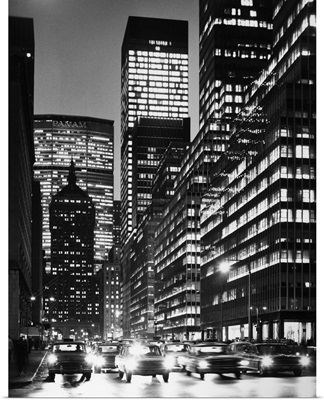 Park Avenue at night, with Grand Central Station and the Pan Am Building
