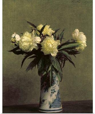 Peonies In A Blue And White Vase, 1872
