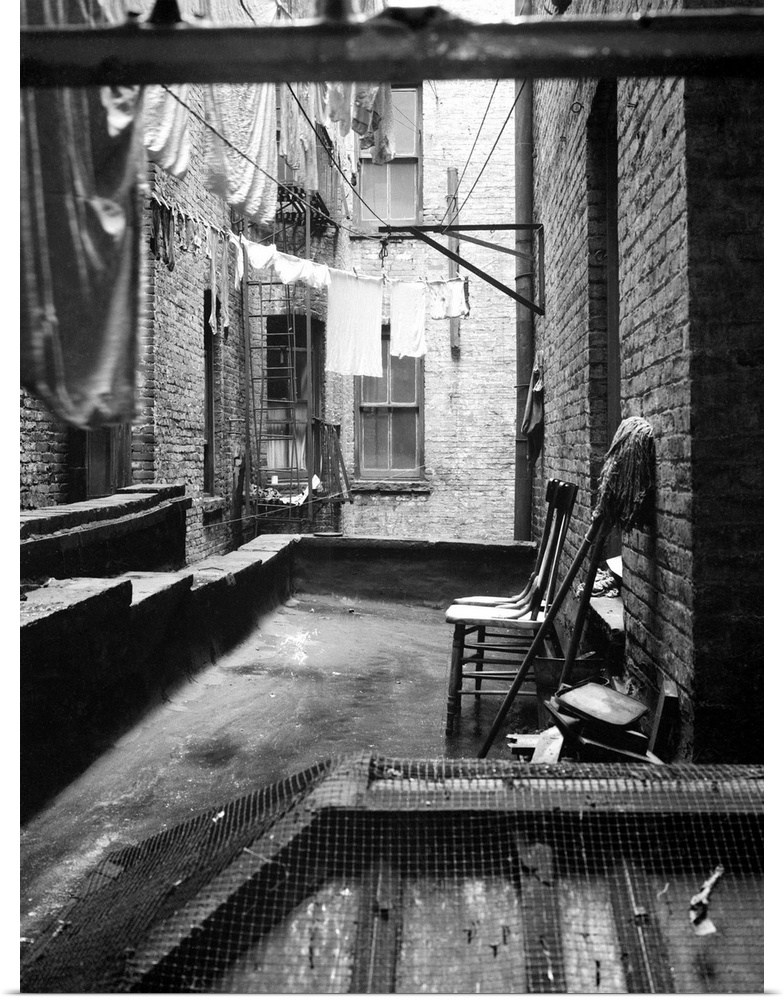 View from rear window of the tenement house of Mr. and Mrs. Jacob Solomon at 133 Avenue D, New York City. Photograph by Do...