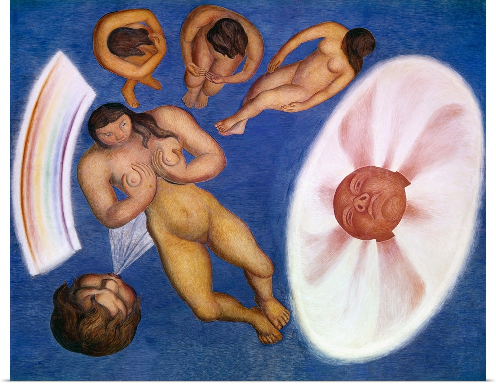 Decorative nudes. Detail of a ceiling fresco by Diego Rivera at Chapingo, Mexico.