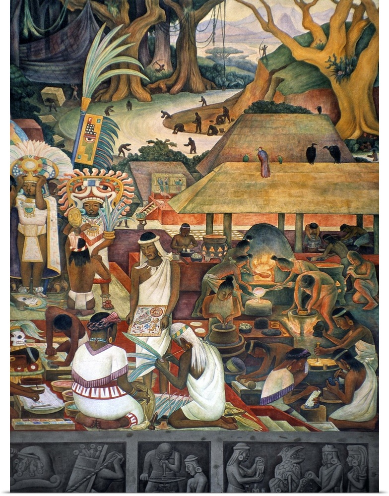 'The Zapotec Civilization.' Mural, c1925, by Diego Rivera at the Ministry of Public Education, Mexico City.