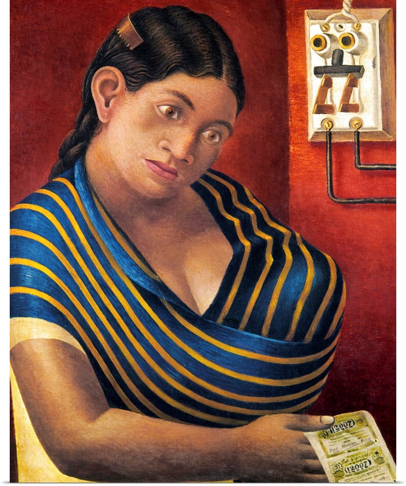 A Mexican woman nurses her child as she sells lottery tickets. Oil on canvas by Antonio Ruiz, 1932.