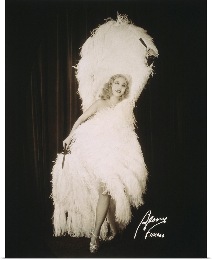 American entertainer. Sally Rand and her famous fans, photographed in 1933 at the Century of Progress Exhibition at Chicago.