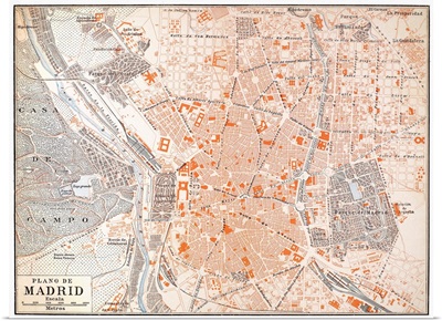 Spain, Madrid Map, c1920