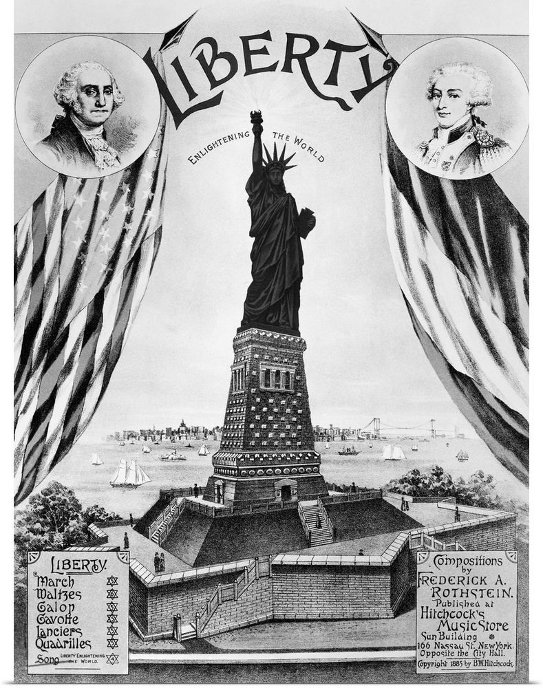 'Liberty Enlightening the World.' American sheet music cover, 1885, for compositions by Frederick A. Rothstein. Portraits ...