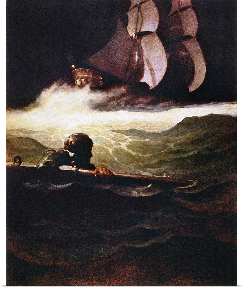 'The Wreck of the Covenant': illustration, 1913, by N.C. Wyeth for Robert Louis Stevenson's 'Kidnapped'.