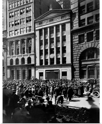 Stock Brokers, C.1921, Crowd of men involved in curb exchange trading