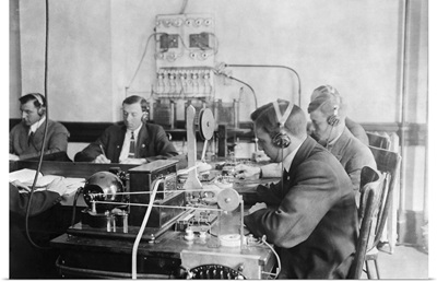 Students practicing at the Marconi Wireless Telegraph Company School, 1912