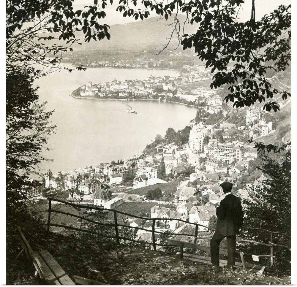 Switzerland, Montreux. 'Charming Montreaux On the Shores Of Lovely Lake Geneva, Switzerland.' Stereograph, C1908.