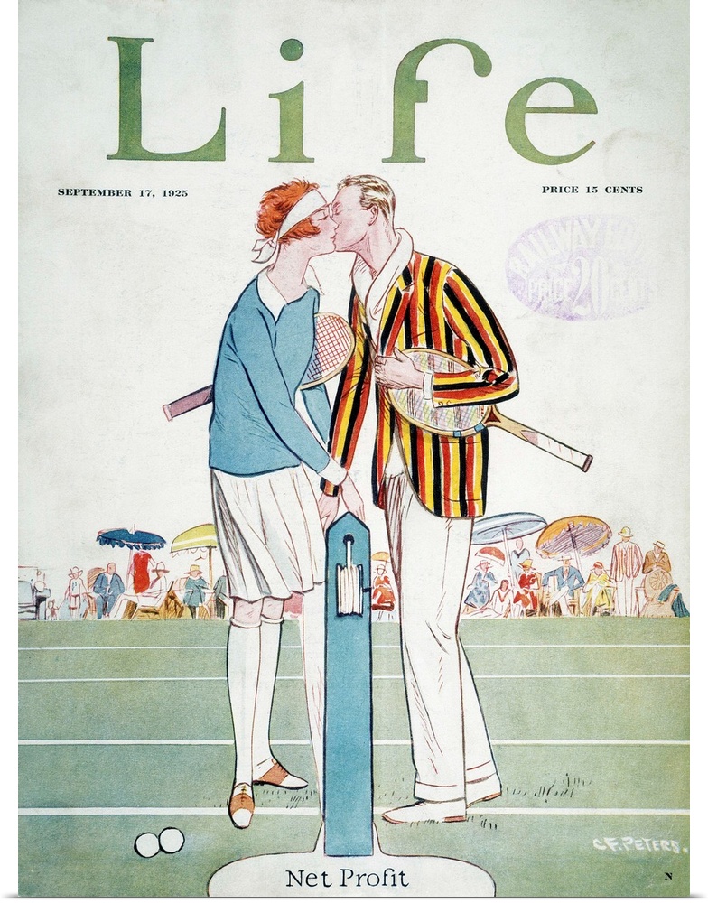 'Net Profit.' Tennis court romance on a 'Life' cover, 1925.