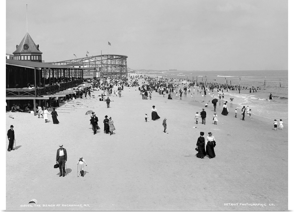 The beach at Rockaway, New York. Photograph, c1904.