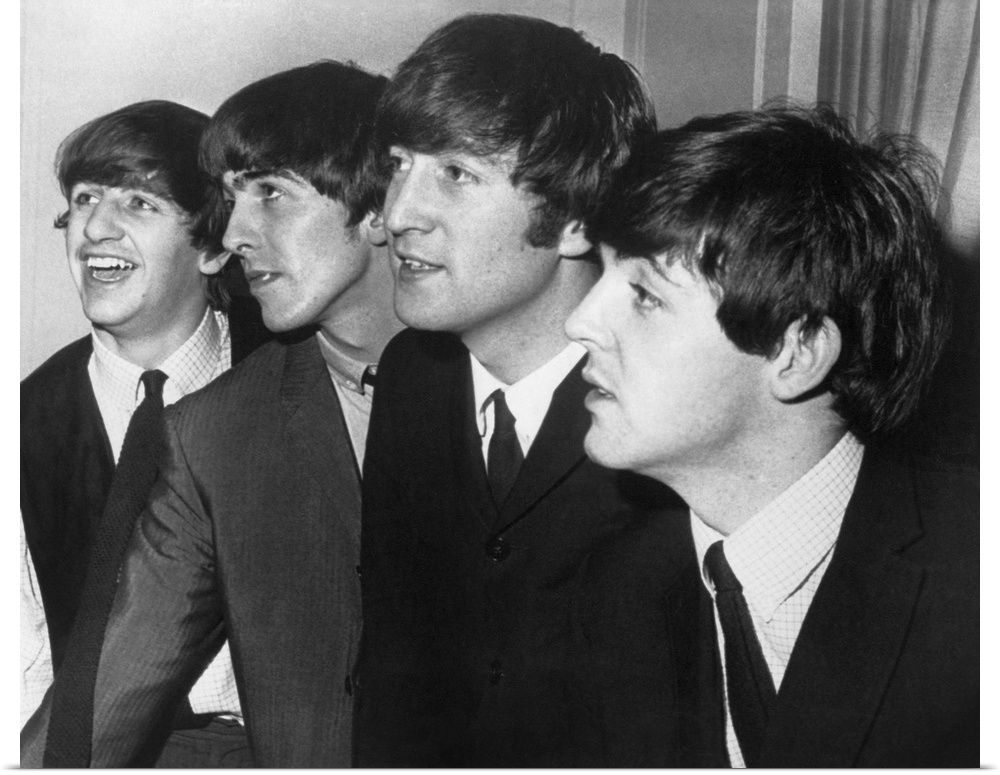 From left to right: Ringo Starr, George Harrison, John Lennon, and Paul McCartney.
