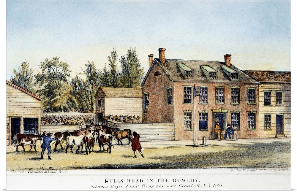 The Bull's Head Tavern in the Bowery, New York, as it appeared in 1783. Lithograph, 1861.