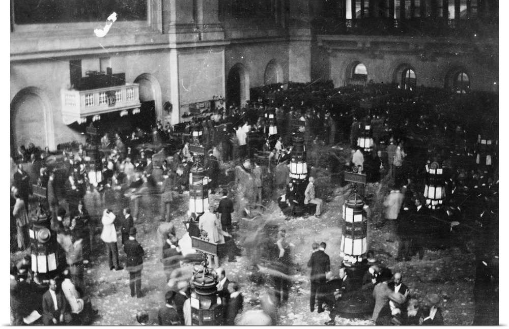 The floor of the New York Stock Exchange in New York City. Photographed with a camera hidden in the photographer's sleeve,...