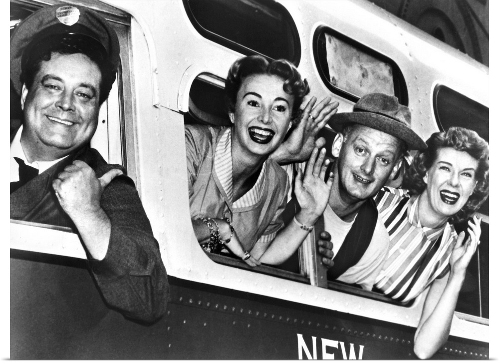 Left to right: Cast members Jackie Gleason, Audrey Meadows, Art Carney, and Joyce Randolph in a publicity photograph for t...