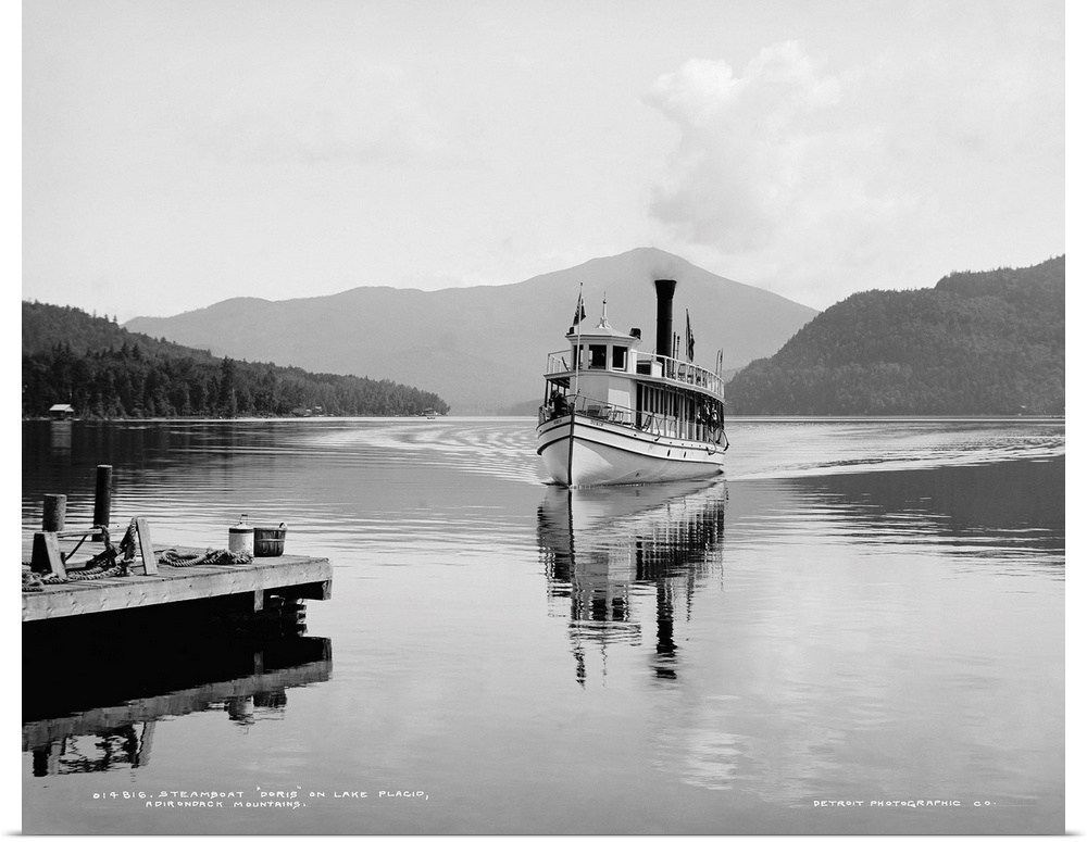 Lake Placid, C1902. The Steamboat 'Doris' On Lake Placid In the Adirondack Mountains, New York. Photograph By William Henr...